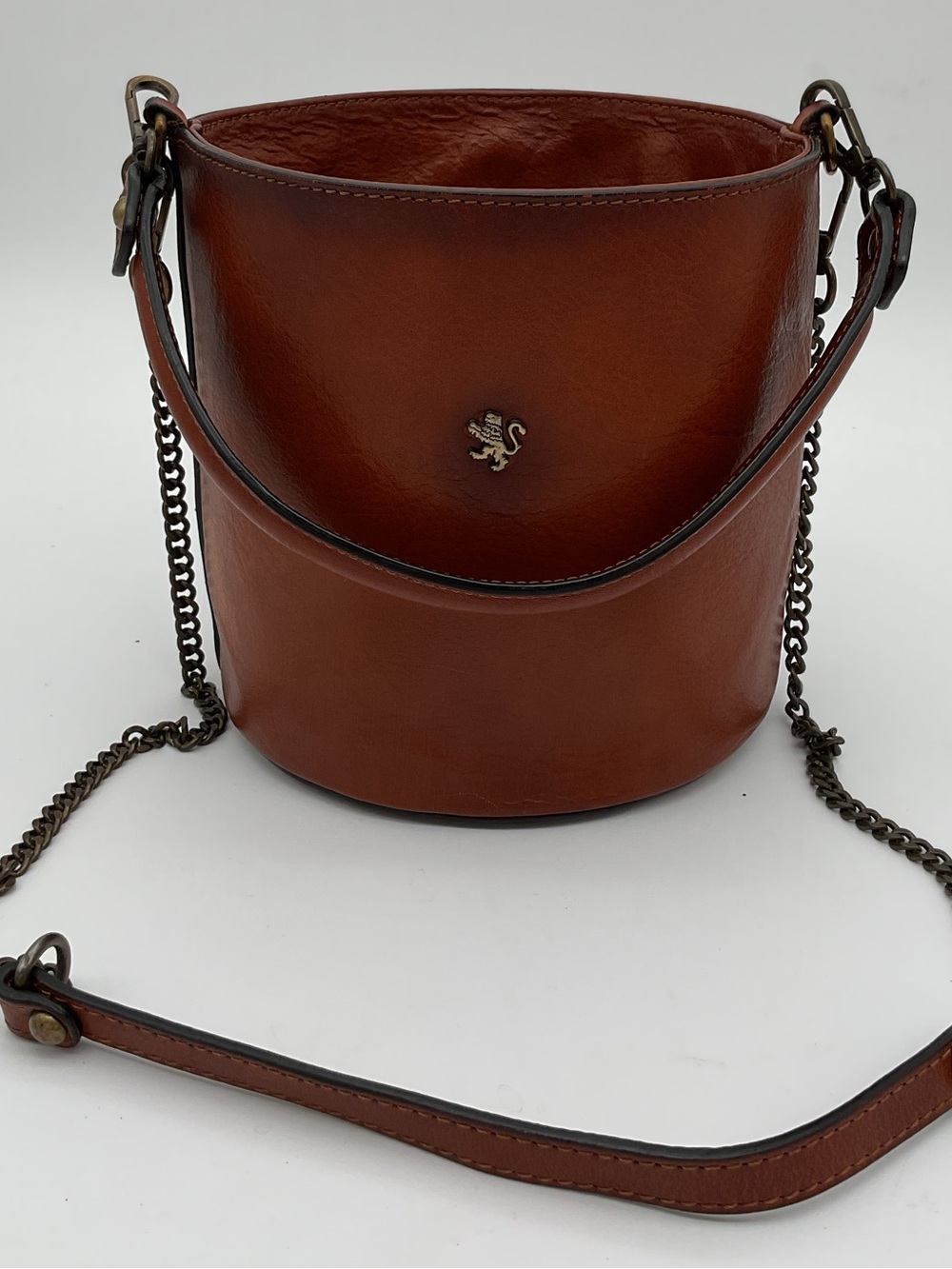 Pratesi Italian Leather Secchiello Bucket Bag in Chestnut Brown